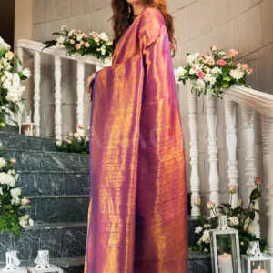 ROSHNI BHATIA in Wine Purple Woven Kanjivaram Saree